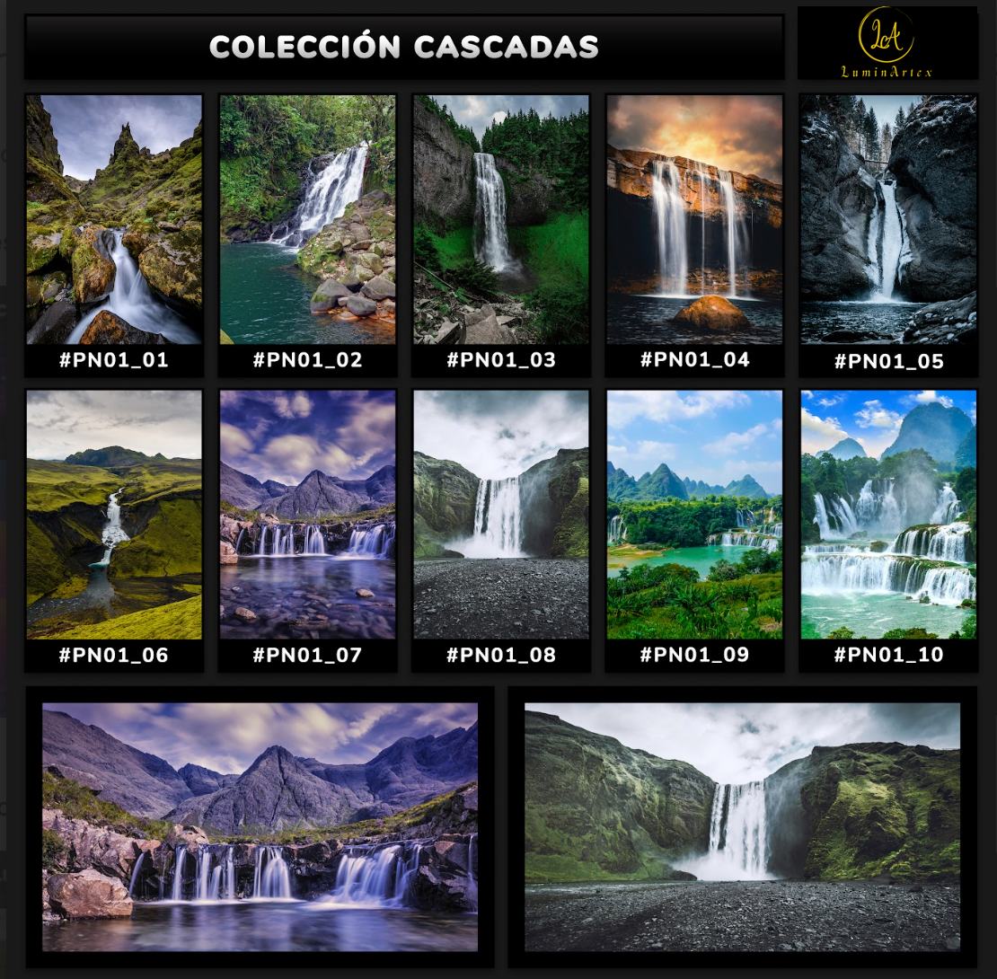 Catálogo Cascadas y Cielos